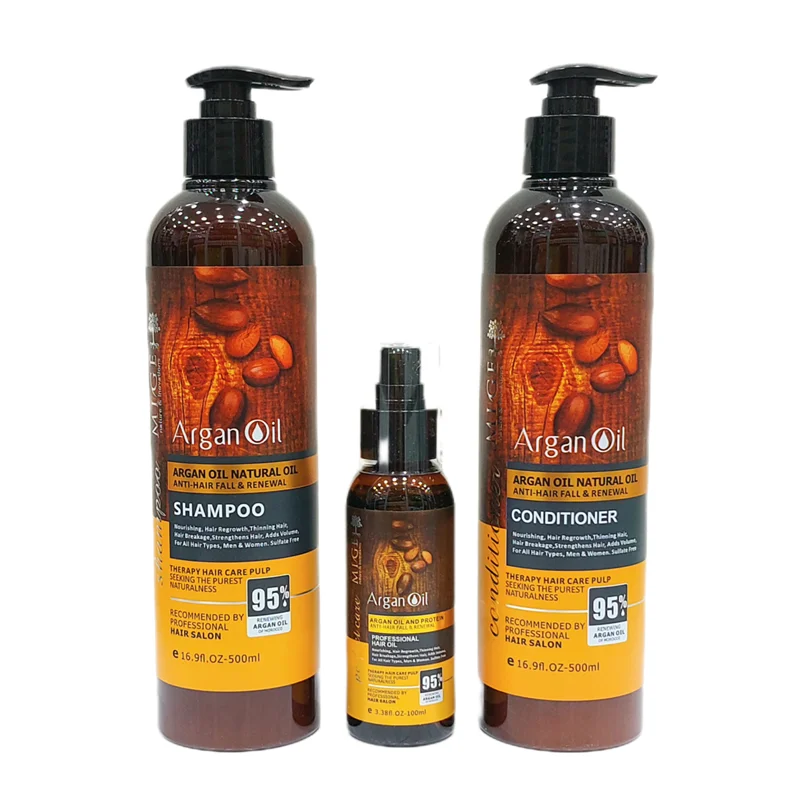 پکینگ سه تایی شامپو،کاندیشنر و روغن آرگان برند میگ حجم 500 میل