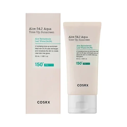 کرم ضد آفتاب مرطوب کننده بدون چربی آکوا تون آپ کوزارکس Cosrx Aloe 54.2 Aqua Tone-Up Sunscreen SPF50+ PA++++ Moisturizing sunscreen cream 50ml